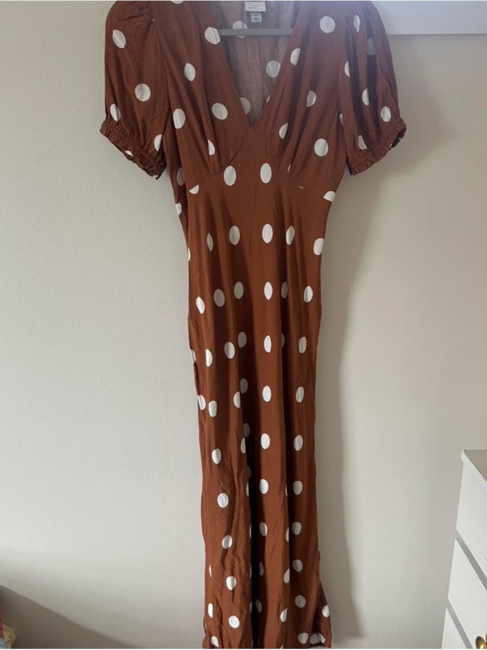 a new day Brown Polka Dot V-Neck Maxi Dress